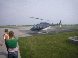 Miaomiao and our helicopter at the Niagara District Airport