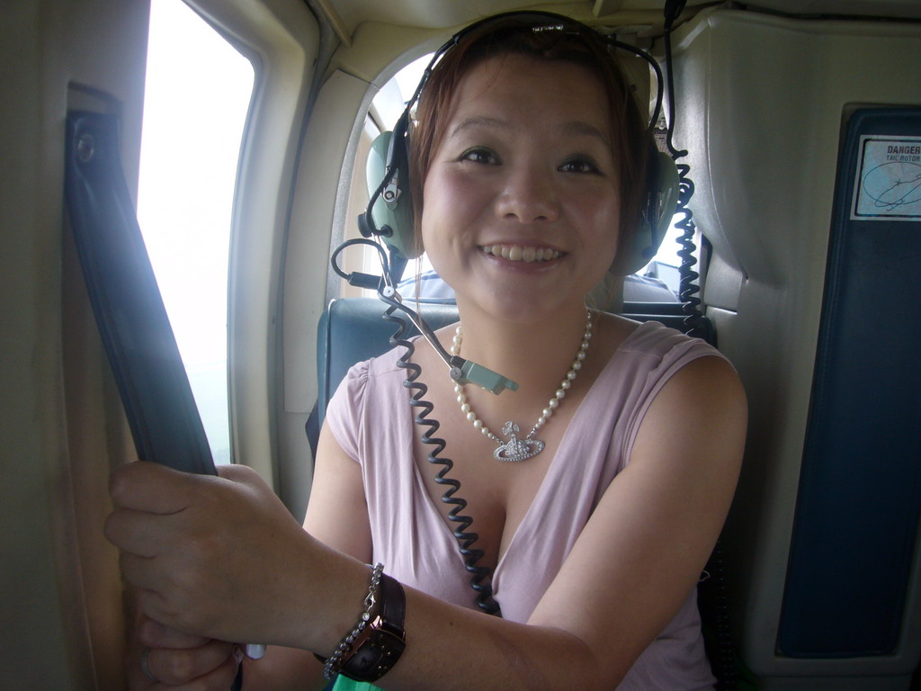 Miaomiao in the helicopter