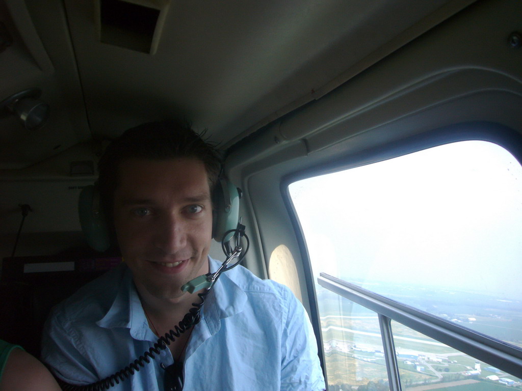 Tim in the helicopter