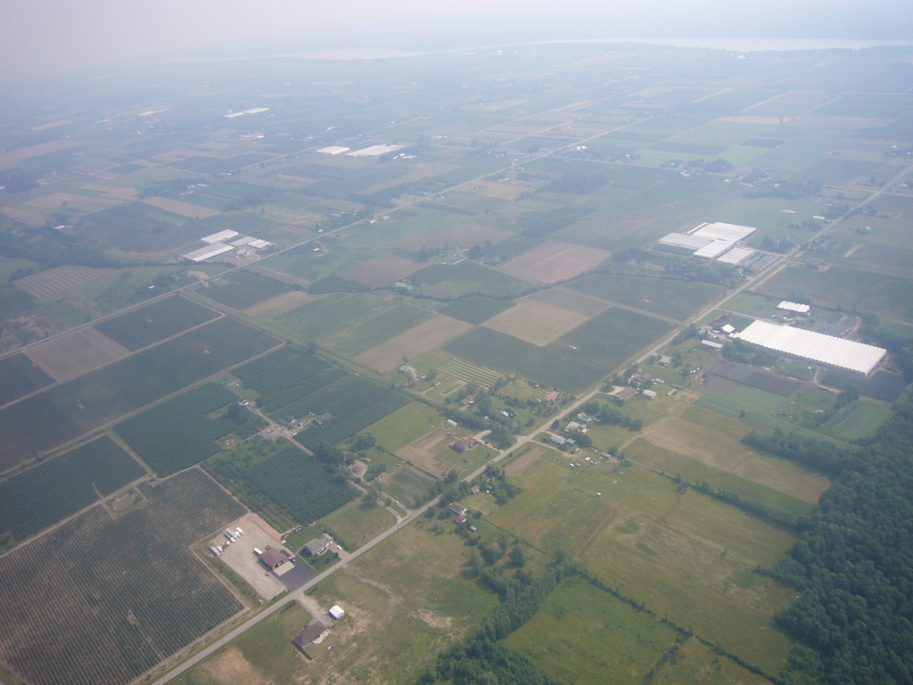 View from the helicopter on countryside near Niagara