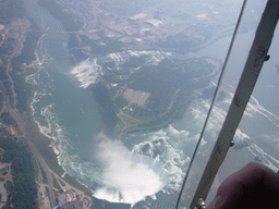 View from the helicopter on the Niagara Falls (both the Horseshoe Falls and the American Falls)