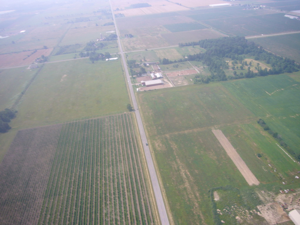 View from the helicopter on countryside near Niagara