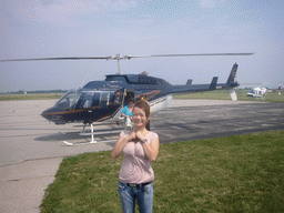 Miaomiao and our helicopter at the Niagara District Airport