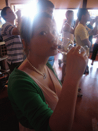 Miaomiao tasting wine at the Pillitteri Estates Winery in Niagara