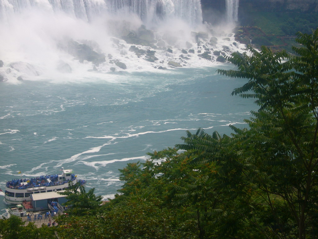 View on the American Falls and the Horseshoe Falls from the entrance building to the Maid of the Mist