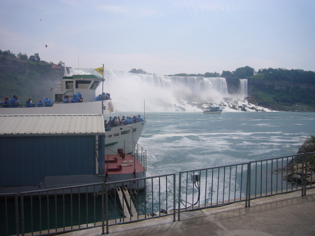 Miaomiao and the American Falls and our Maid of the Mist boat