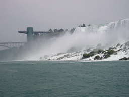 The American Falls, the Rainbow Bridge and the Maid of the Mist Oberservation Deck, from the Maid of the Mist boat
