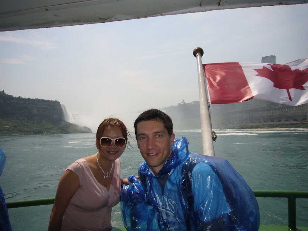 Tim and Miaomiao and the Horseshoe Falls, from the Maid of the Mist boat