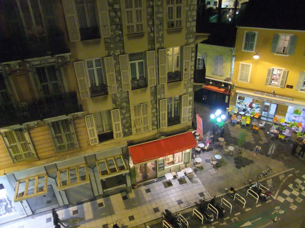 View on the Avenue de Suède and the Rue Halévy street, from our room in the Hotel de Suède, by night