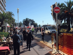 Demonstrators at the Promenade des Anglais