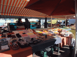 Market stall with candies at the Marché aux Fleurs market at the Cours Saleya street, at Vieux-Nice