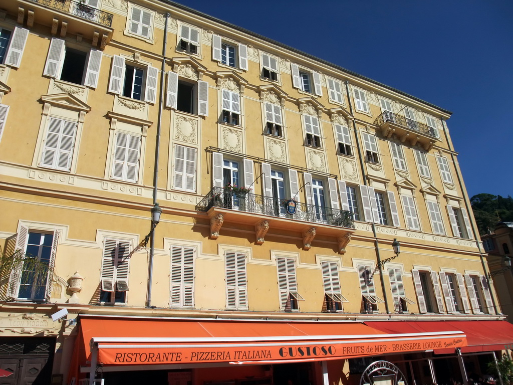 Facade of Restaurant Gustoso at the Place Charles Félix square, at Vieux-Nice