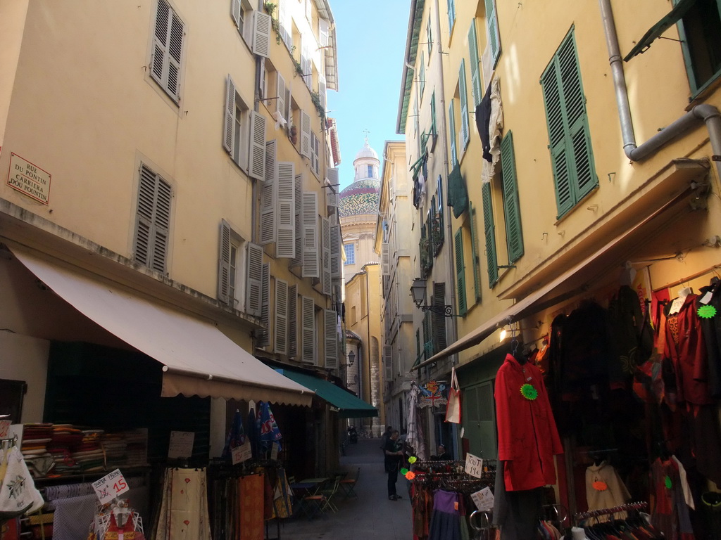 The Rue du Pontin street and the Sainte-Réparate Cathedral, at Vieux-Nice