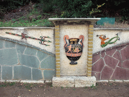 Mosaics in Greek style on a wall at the Parc du Château