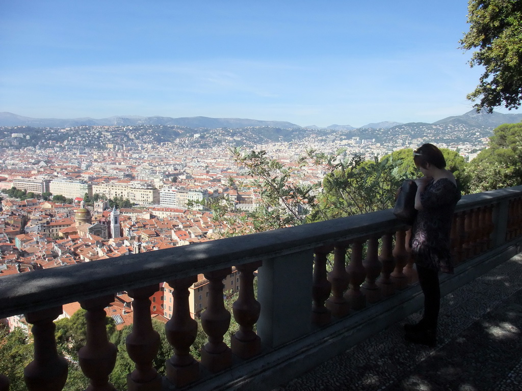 Miaomiao with the north side of Nice and Vieux-Nice with the Sainte-Réparate Cathedral, viewed from the Parc du Château