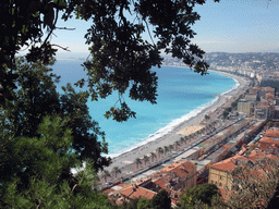 Trees, the Promenade des Anglais, the Quai des Etats-Unis and the Mediterranean Sea, viewed from the Parc du Château