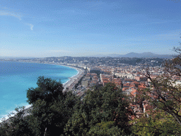 Trees, the Promenade des Anglais, the Mediterranean Sea and Vieux-Nice, viewed from the Parc du Château