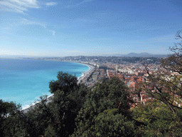 Trees, the Promenade des Anglais, the Mediterranean Sea and Vieux-Nice, viewed from the Parc du Château