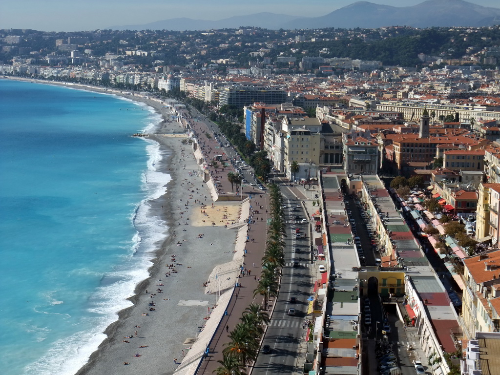 The Promenade des Anglais, the Quai des Etats-Unis and the Mediterranean Sea, viewed from the Parc du Château