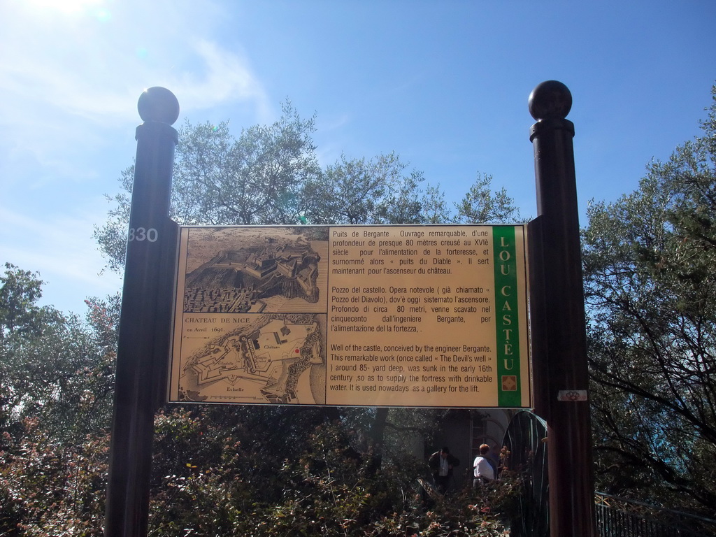Explanation on the Devil`s Well at the Parc du Château