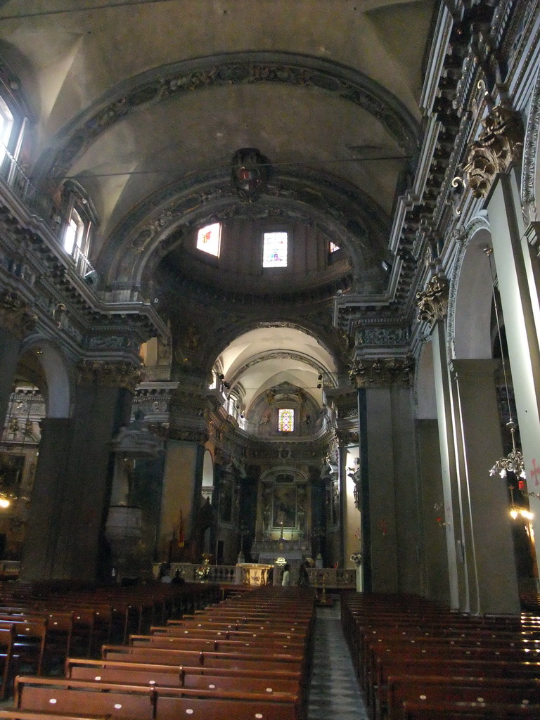 Nave, apse and altar in the Sainte-Réparate Cathedral, at Vieux-Nice
