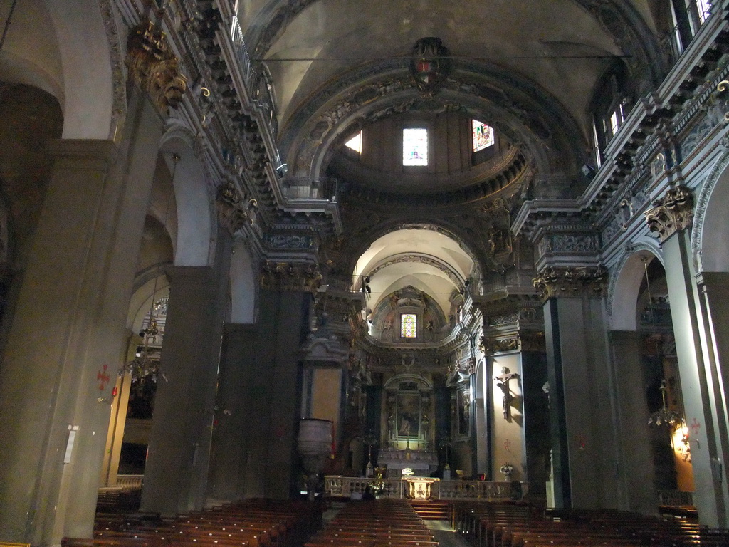 Nave, apse and altar in the Sainte-Réparate Cathedral, at Vieux-Nice