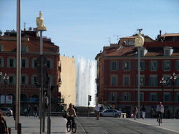 Fontaine du Soleil fountain and statues at Place Masséna square