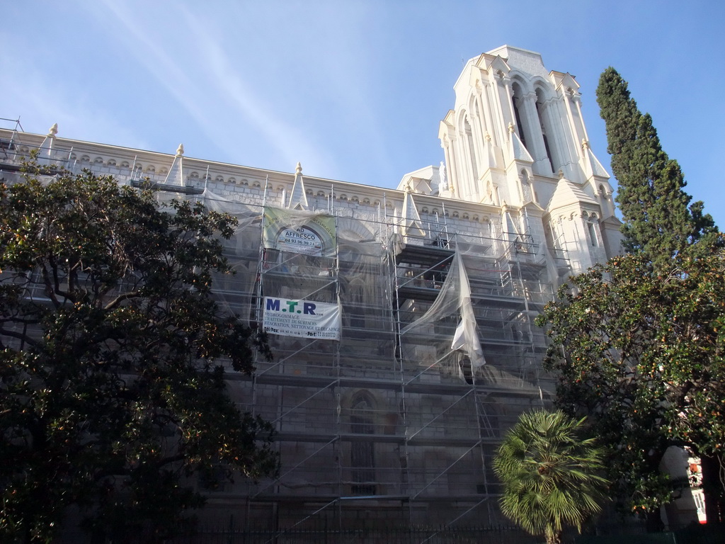 South side of the Basilique Notre-Dame de Nice in the Rue d`Italie street