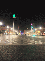 Luminescent statues at Place Masséna square, and the Avenue Jean-Médecin, by night