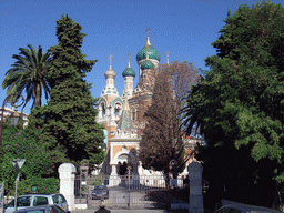 Gate and left front of St. Nicholas` Russian Orthodox Cathedral