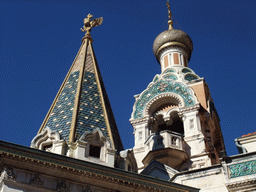 Towers and domes of St. Nicholas` Russian Orthodox Cathedral