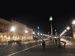 Luminescent statues at Place Masséna square, by night