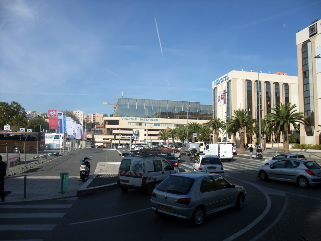 The Palais des sports Jean Bouin at the Voie Malraux way, viewed from the bus to Monaco