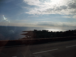 Seaside and the Mediterranean Sea, viewed from the TGV train to Grenoble