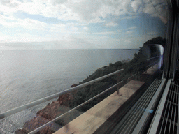 Seaside and the Mediterranean Sea, viewed from the TGV train to Grenoble