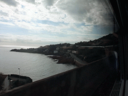 Seaside and the Mediterranean Sea, viewed from the TGV train to Grenoble