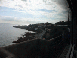 Seaside and the Mediterranean Sea, viewed from the TGV train to Grenoble