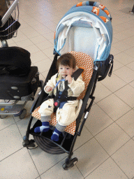 Max at the Departures Hall of Schiphol Airport