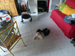 Max on the floor of the living room of our holiday home `Maisonnette`