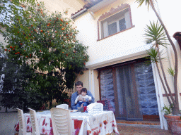 Tim and Max in the front garden of our holiday home `Maisonnette`