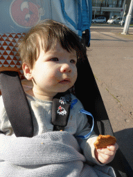 Max eating a cookie at the Promenade des Anglais