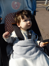 Max eating a cookie at the Promenade des Anglais