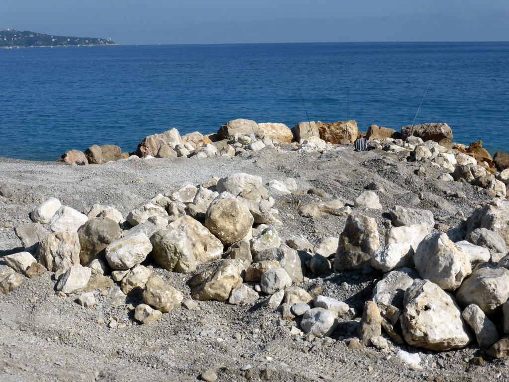 Fishermen at the beach at the Promenade des Anglais