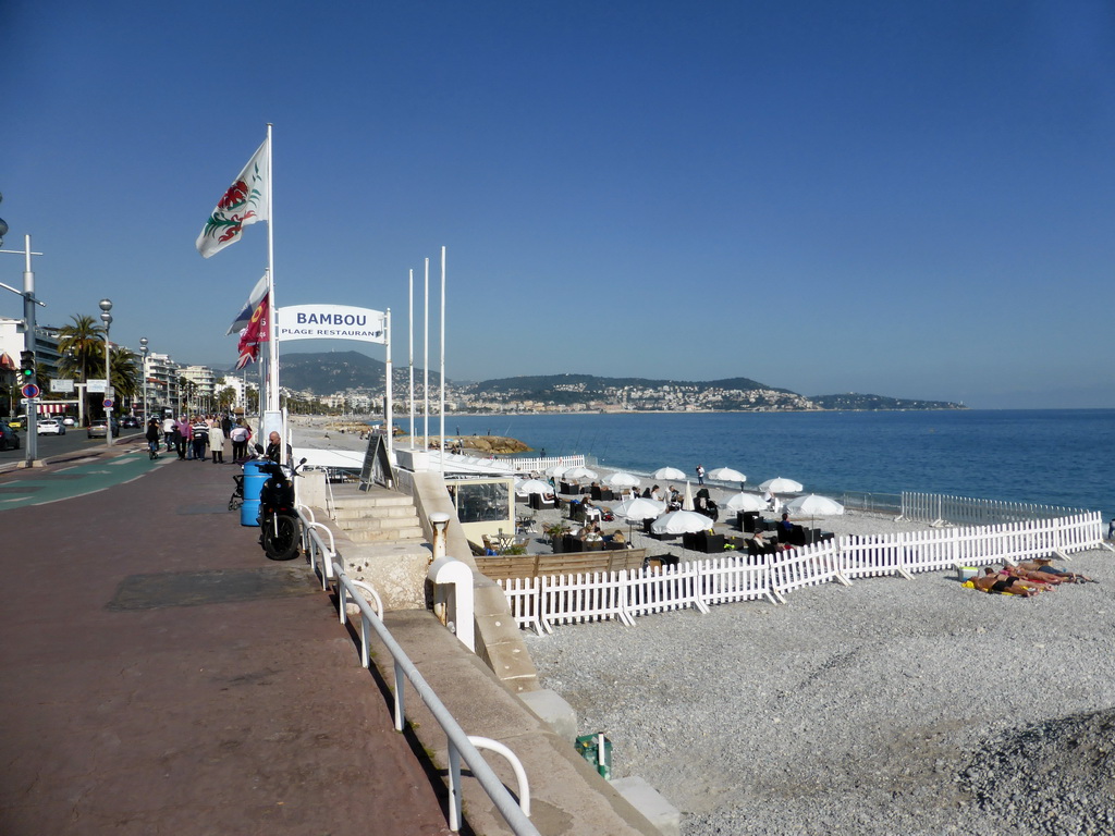 The Le Bambou Plage restaurant at the beach at the Promenade des Anglais