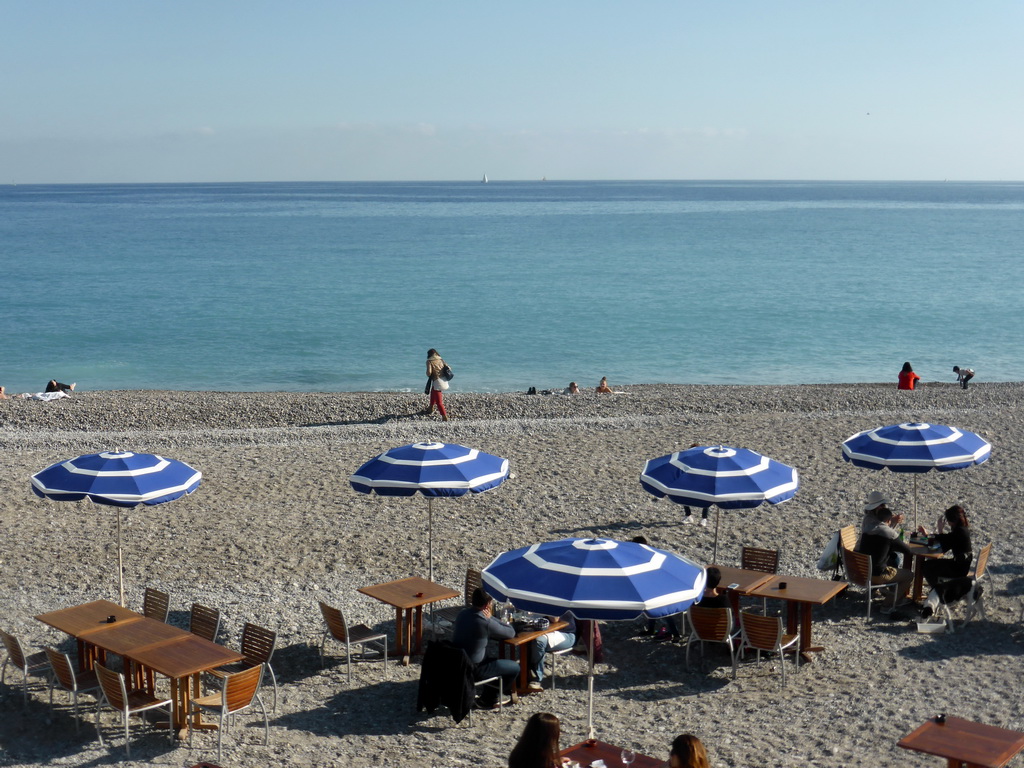 Terrace and beach at the Promenade des Anglais