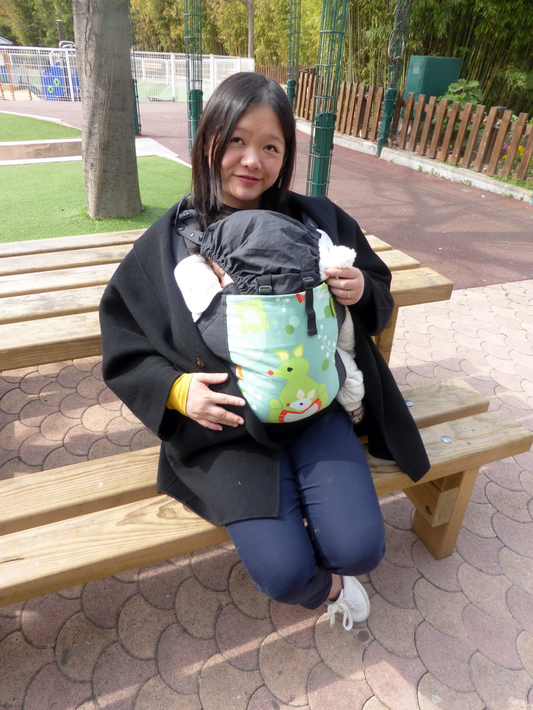 Miaomiao and Max at the Children`s Playground at the Parc Phoenix zoo