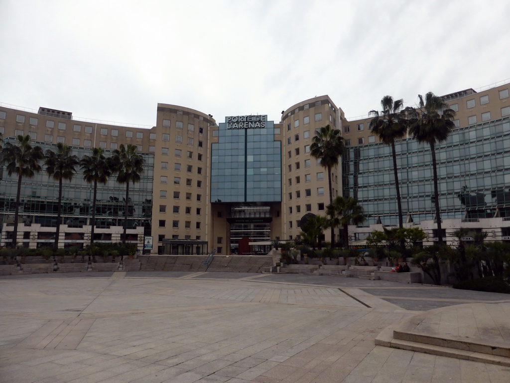 East side of the Porte de l`Arénas building at the Avenue Charles Buchet