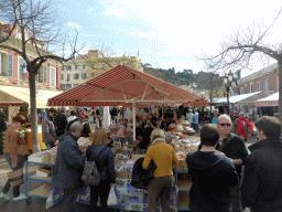 Market stall with soaps and perfumes at the Marché aux Fleurs market at the Cours Saleya street, at Vieux-Nice