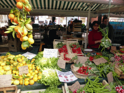 Fruits and vegetables at a market stall at the Cours Saleya street, at Vieux-Nice