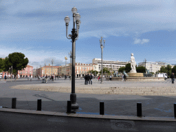 The Plassa Carlou Aubert square with the back side of the Fontaine du Soleil fountain